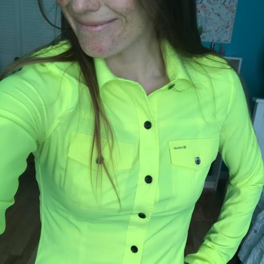 Hurley Neon Yellow Long-Sleeve Button-Down